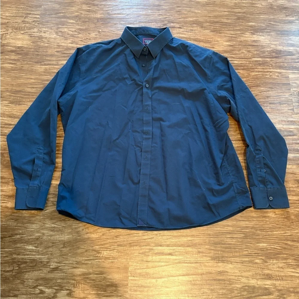 UNTUCKit navy Blue Stretch Long Sleeve Button Up Shirt Men's XXL classic comfort